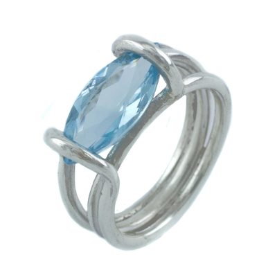 Blue topaz cocktail ring, 'Sky Majesty' - Sterling Silver and Blue Topaz Cocktail Ring from Brazil