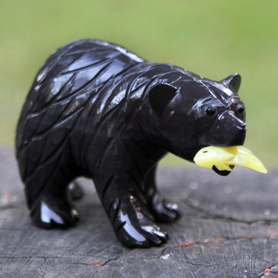 Dolomitengestalt, „Amerikanischer Schwarzbär“. - Handgefertigte Dolomit-Figuren-Skulptur des amerikanischen Schwarzbären