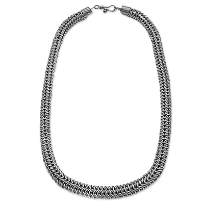 Stainless steel chain necklace, 'Steel Snake' - Stainless Steel Chain Link Necklace from Brazil