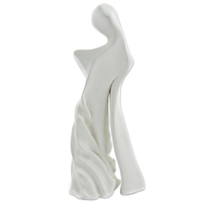Marble sculpture, 'Demoiselle' - Hand Made White Marble Abstract Sculpture from Brazil