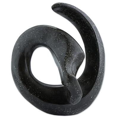Marble sculpture, 'Elegant Swan' - Original Marble Abstract Sculpture of a Black Swan Brazil