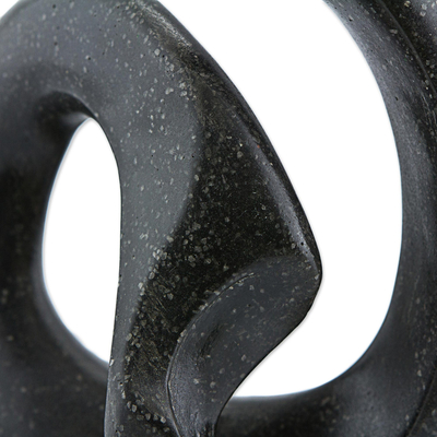 Marble sculpture, 'Elegant Swan' - Original Marble Abstract Sculpture of a Black Swan Brazil