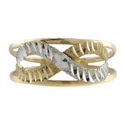 Yellow and white gold band ring, 'Ad Infinitum' - White and Yellow 10k Gold Infinity Symbol Band Ring