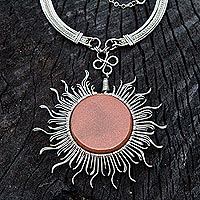 Goldstone statement necklace, 'Rays of the Sun'