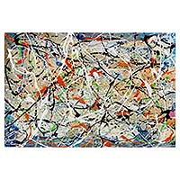 'Voyage' - Multicolor Drip Painting Art Signed by Brazilian Artist