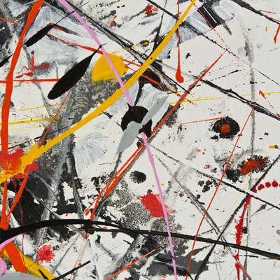 'For Pollock III' - Pintura de goteo del expresionismo abstracto multicolor brasileño