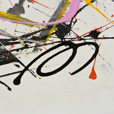 'For Pollock III' - Pintura de goteo del expresionismo abstracto multicolor brasileño