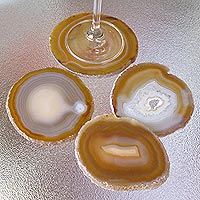 Agate coasters, 'Caramel Crystals' (set of 4)