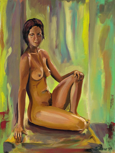 'She' - Brazilian Artistic Nude Portrait in Greens and Browns