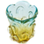 Art glass vase, 'Blue Petal Splash' - Hand Made Yellow and Blue Glass Vase from Brazil (image 2d) thumbail
