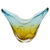 Kunstglasvase, 'V-Welle'. - Gelb-blaue mundgeblasene Kunstglasvase aus Brasilien