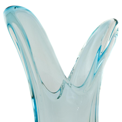 Art glass vase, 'Yellow Blue Drop' - Yellow and Blue Glass Decorative Vase from Brazil