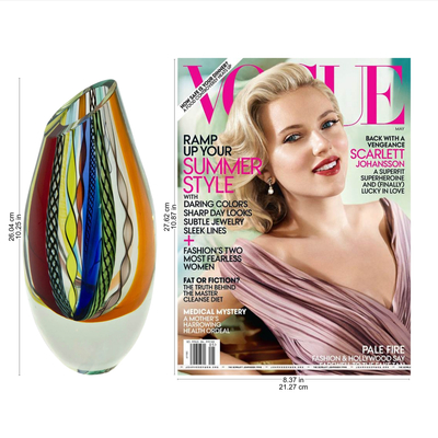 Handblown art glass vase, 'Carnival Color Fantasy' - Collectible Handblown Murano Inspired Art Vase