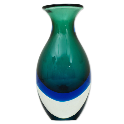 Brazilian Hand Blown Murano Inspired Art Glass Vase
