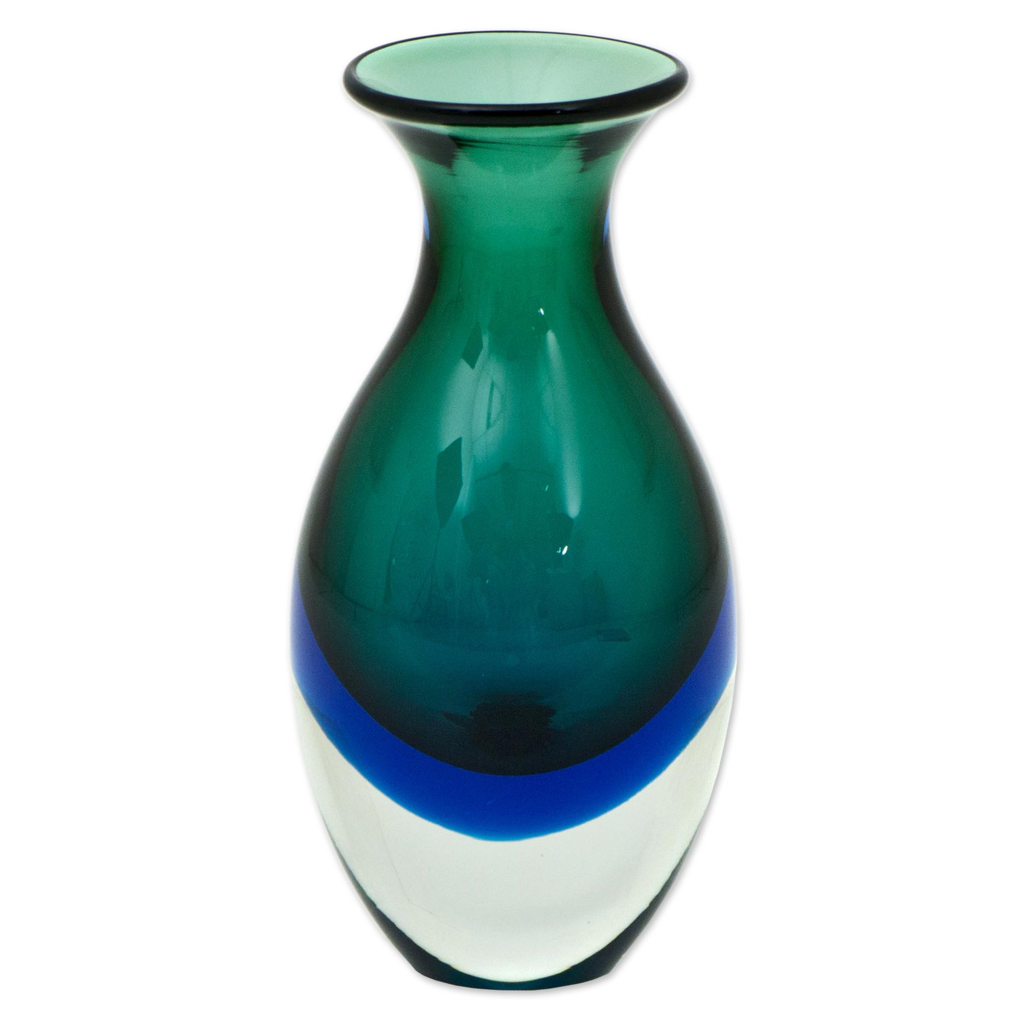 Brazilian Hand Blown Murano Inspired Art Glass Vase Rain Drop Novica