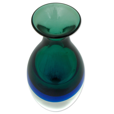Kunstglasvase - Brasilianische mundgeblasene Murano-inspirierte Kunstglasvase