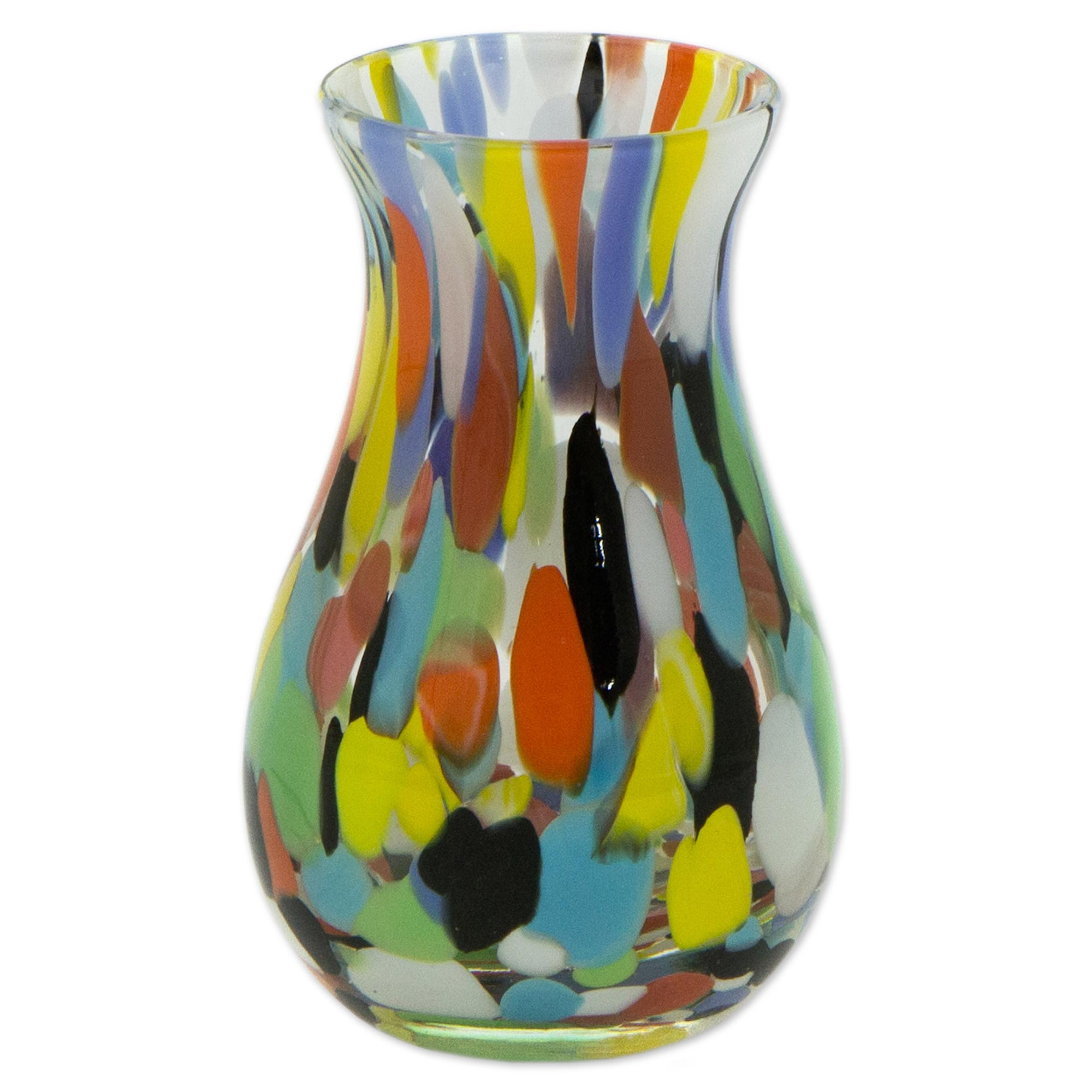 Unicef Market Hand Blown Multi Colored Murano Inspired Art Glass Bud Vase Impressionist Spring
