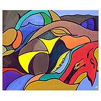 'April' - Original Colorful Signed Abstract Painting from Brazil