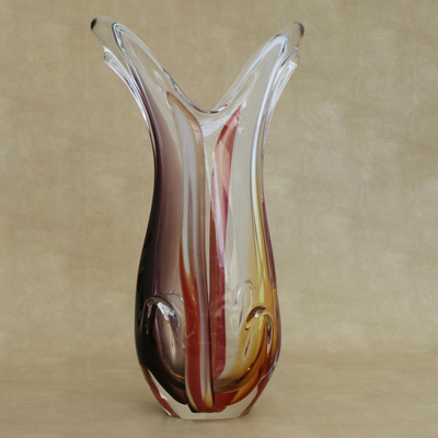 Art glass vase, 'Both Extremes' - Hand Blown Art Glass Decorative Vase from Brazil