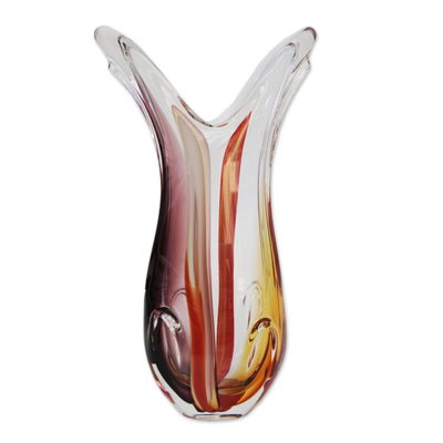 Hand Blown Art Glass Decorative Vase from Brazil