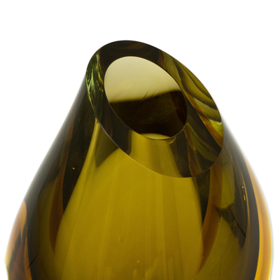 Art glass vase, 'Earthy Beauty' - Murano Inspired Earthtone Hand Blown Glass Vase from Brazil