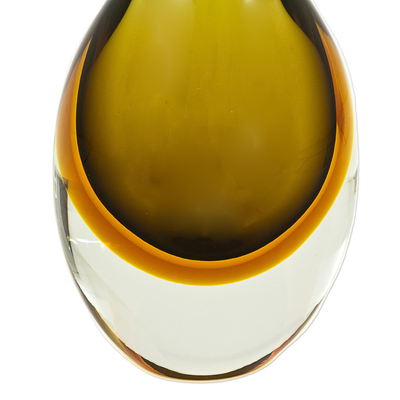 Art glass vase, 'Earthy Radiance' - Brazilian Murano-Inspired Hand Blown Art Glass Vase