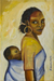 'Madre con bebé' - Pintura original firmada de Brasil de una madre y su hijo