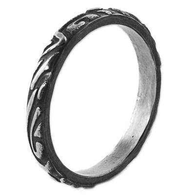 anillo de banda de plata - Anillo de banda texturizado original joyería de plata 950 brasileña