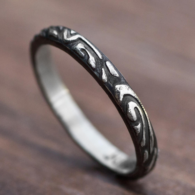 Silver band ring, 'Love's Texture' - Original Textured Band Ring Brazilian 950 Silver Jewelry