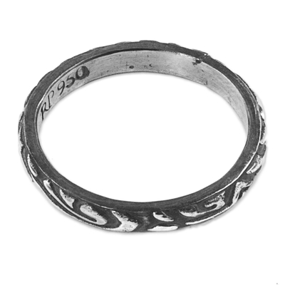 anillo de banda de plata - Anillo de banda texturizado original joyería de plata 950 brasileña