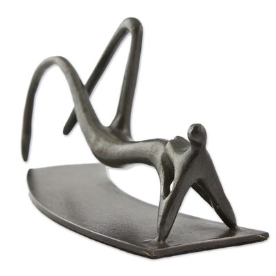 Bronze sculpture, 'Ipanema Sunbather' - Bronze Sculpture of Sunbather from Brazil