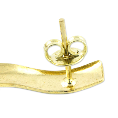 Vergoldete goldene Gras-Baumelohrringe, 'Goldene Nächte - Handgefertigte Ohrringe aus goldenem Gras und 18k vergoldet