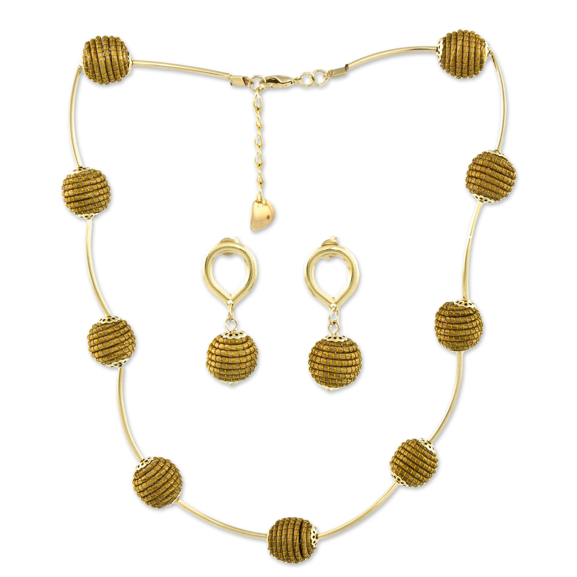 NOVICA 18k Gold Plated Resin Jewelry Set Golden Planets 