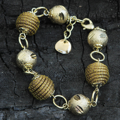 Gold accent golden grass jewelry set, 'Golden Brazil' - 18k Gold Accent Golden Grass Bracelet and Earrings Set