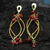 Vergoldete Kronleuchter-Ohrringe aus goldenem Gras und Jaspis - Kunsthandwerklich gefertigte Kronleuchter-Ohrringe aus goldenem Gras und Jaspis
