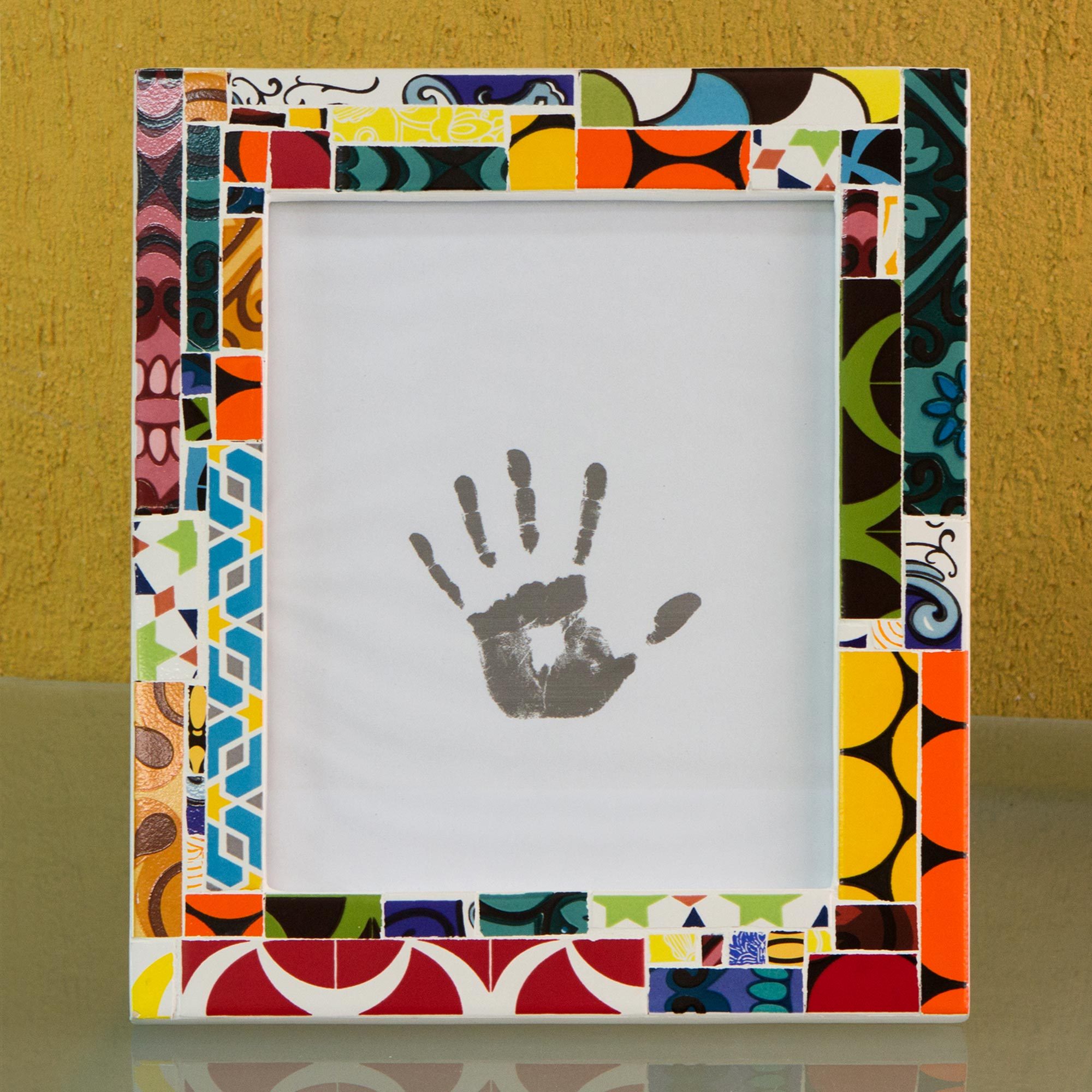 Multicolored Ceramic Photo Frame (8x10) from Brazil Colorful Circles