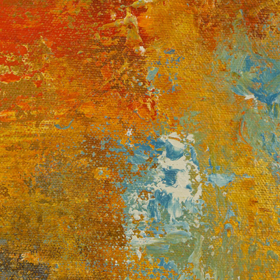 'Warm' (2013) - Cuadro Abstracto Acrílico en Amarillo y Naranja de Brasil