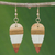 Wood dangle earrings, 'Woodland Leaves' - Striped Wood Dangle Earrings from Brazil (image 2) thumbail
