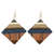 Wood dangle earrings, 'Woodland Diamonds' - Wood Square Shaped Dangle Earrings from Brazil thumbail