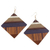 Wood dangle earrings, 'Woodland Diamonds' - Wood Square Shaped Dangle Earrings from Brazil (image 2d) thumbail