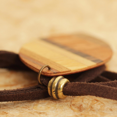 Wood pendant necklace, 'Distinguished Surfer' - Handcrafted Wood Pendant Necklace by Brazilian Artisans