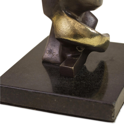 Bronzeskulptur - Signierte abstrakte Bronzeskulptur eines brasilianischen Künstlers