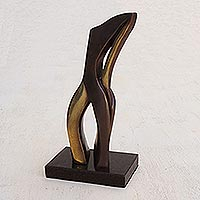 Bronze sculpture, 'Feminine Attitude' - Signed Brazilian Abstract Bronze Sculpture with Granite Base