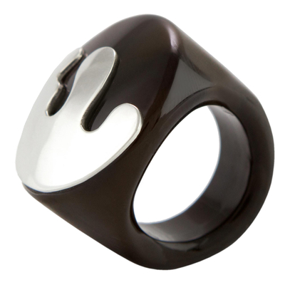 Agate signet ring, 'Eternal Promise in Brown' - Brown Agate and Sterling Silver Signet Ring from Brazil