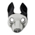 Máscara de cuero, 'Alert Dog' - Máscara de perro blanca y negra hecha a mano de Brasil