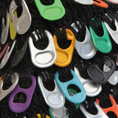 Bolso pop-top de refresco reciclado - Bolso de mano con asa superior de gaseosa reciclada multicolor