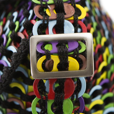 Recycled soda pop-top sling bag, 'Multicolor Chainmail Strength' - Multicolor Recycled Soda Pop Top Sling Bag from Brazil