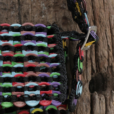 Recycled soda pop-top sling bag, 'Multicolor Chainmail Strength' - Multicolor Recycled Soda Pop Top Sling Bag from Brazil
