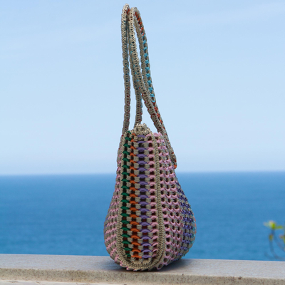 Recycled soda pop-top shoulder bag, 'Rainbow Style' - Multicolored Recycled Soda Pop Top Shoulder Bag from Brazil