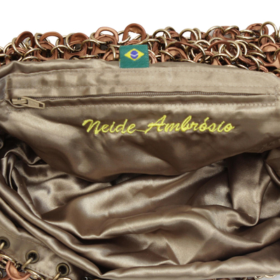 Soda pop-top sling, 'Shimmery Bronze' - Bronze-Tone Recycled Soda Pop-Top Handbag from Brazil